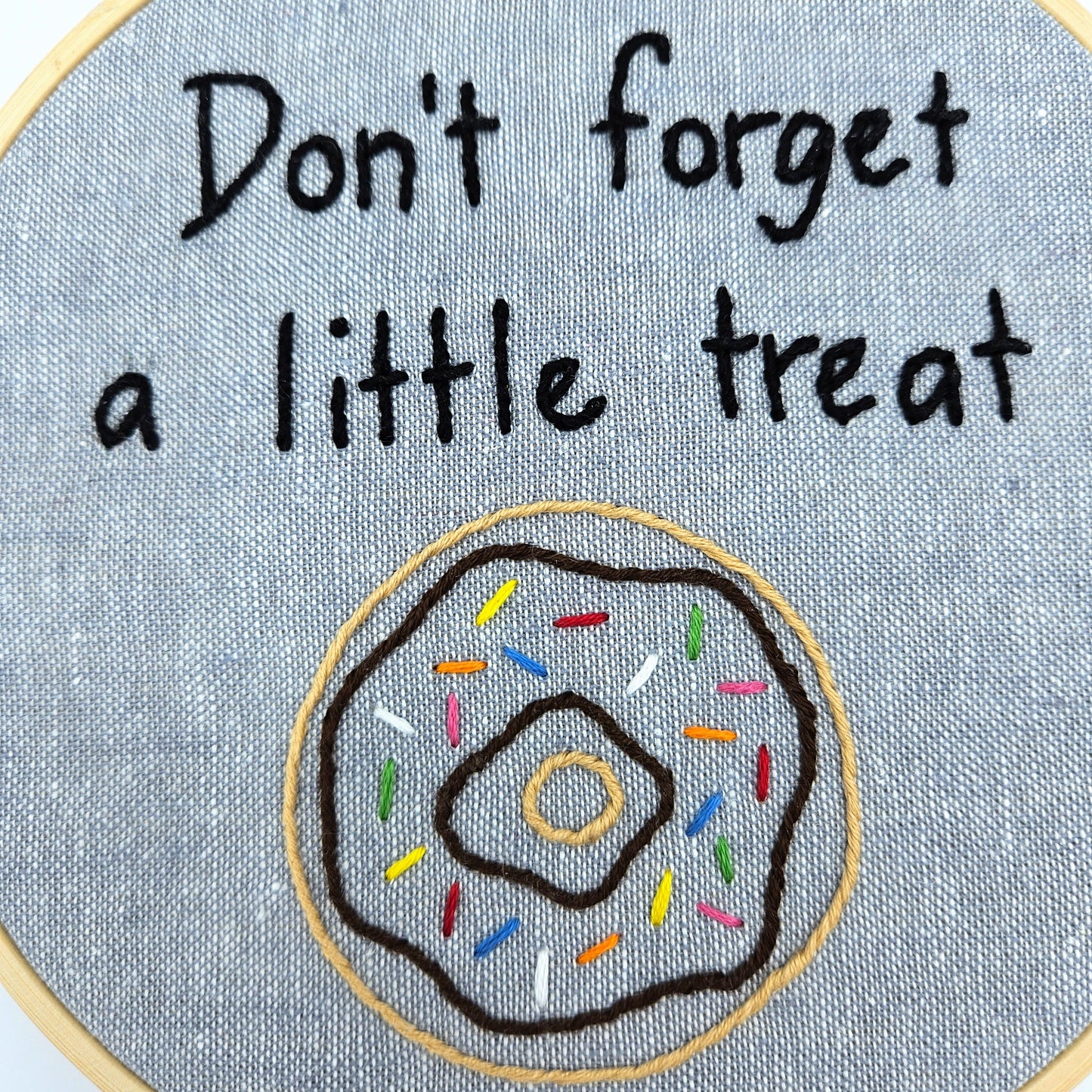Doughnut "Little Treat" Embroidery Hoop Art