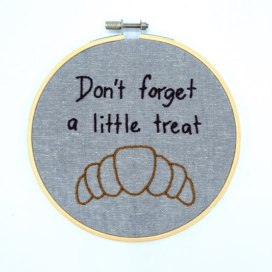 Croissant "Little Treat" Embroidery Hoop Art
