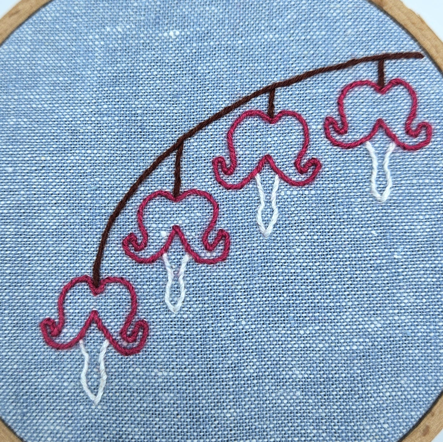 Bleeding Hearts Flower Embroidery Hoop Art