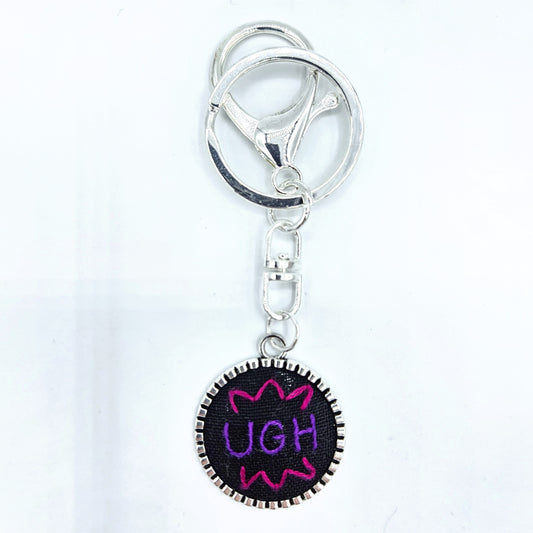 Purple & Pink Ugh Keychain (Black & Silver)