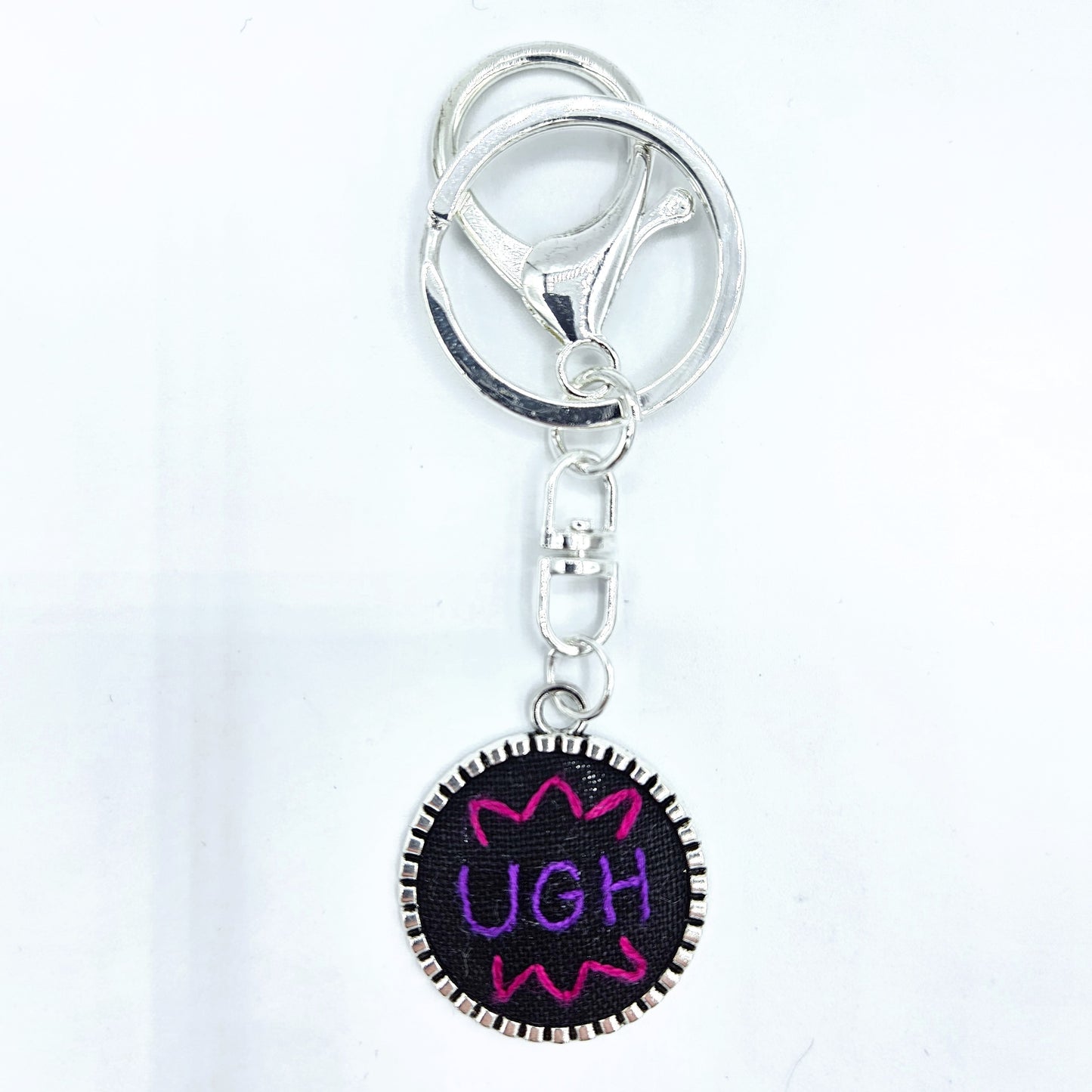 Purple & Pink Ugh Keychain (Black & Silver)