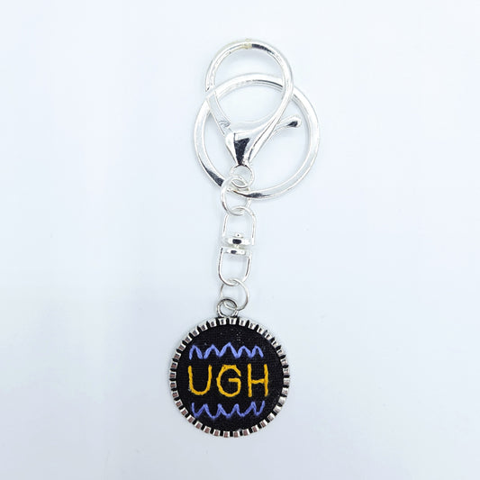 Yellow & Blue Ugh Keychain (Black & Silver)