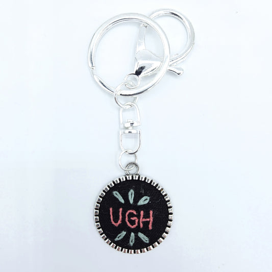 Pink & Green Ugh Keychain (Black & Silver)