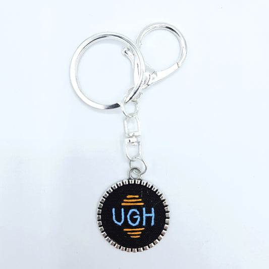 Blue & Yellow Ugh Keychain (Black & Silver)
