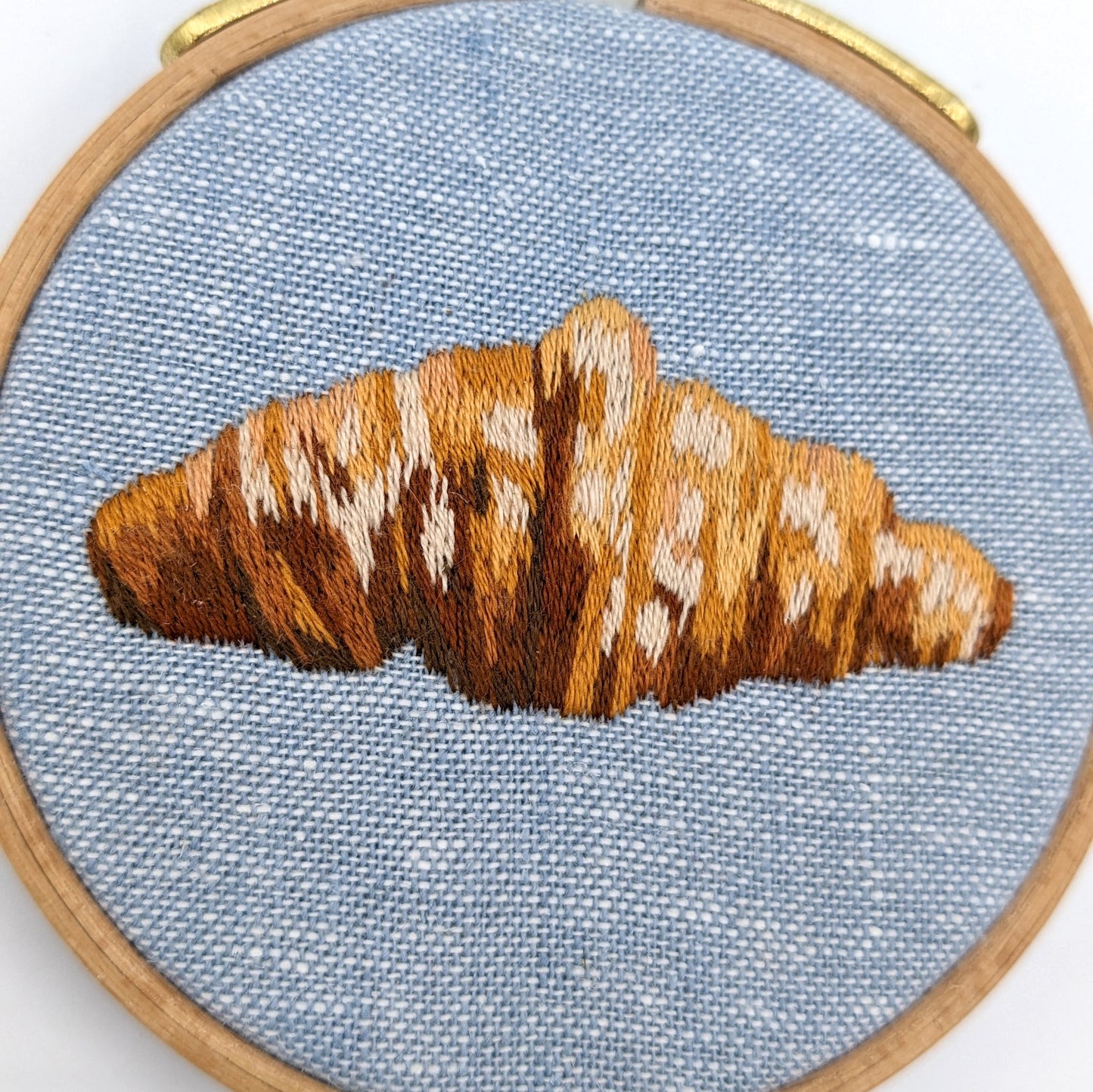 Croissant Embroidery Hoop Art