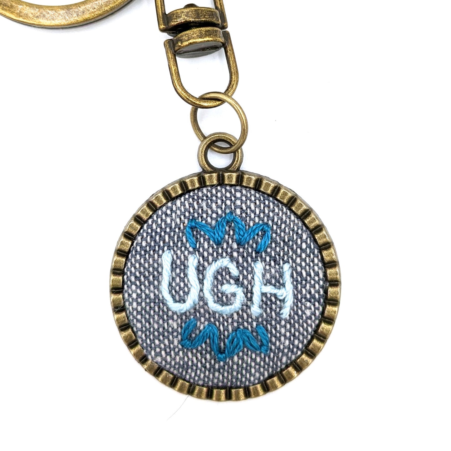 Teal Ugh Keychain (Grey & Bronze)