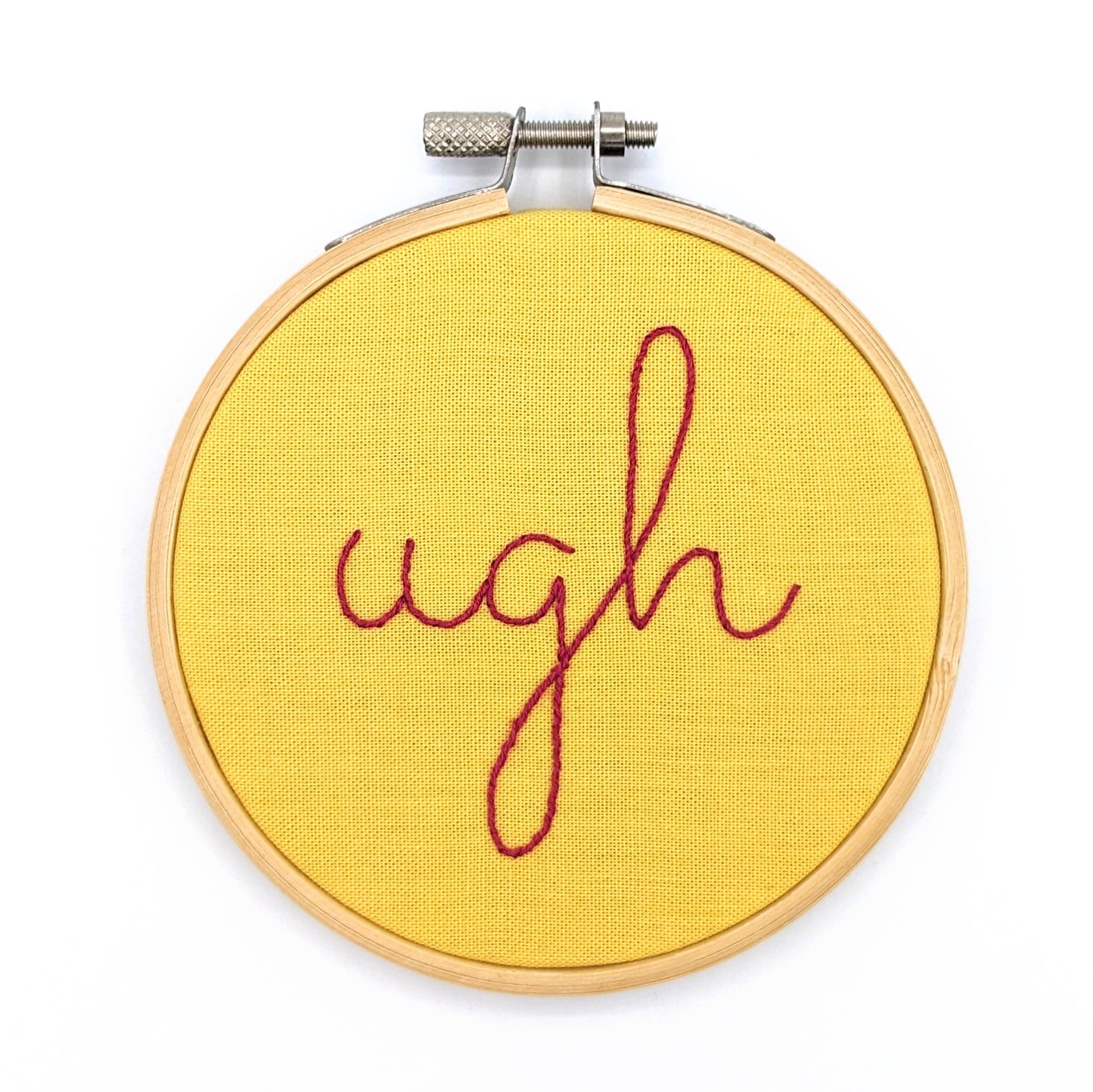 Pink & Yellow Ugh Embroidery Hoop Art