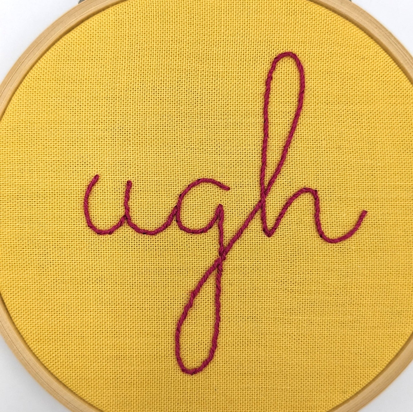 Pink & Yellow Ugh Embroidery Hoop Art