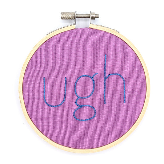 Blue & Purple Ugh Embroidery Hoop Art