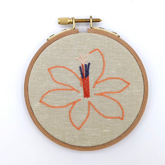 Watsonia Flower Embroidery Hoop Art