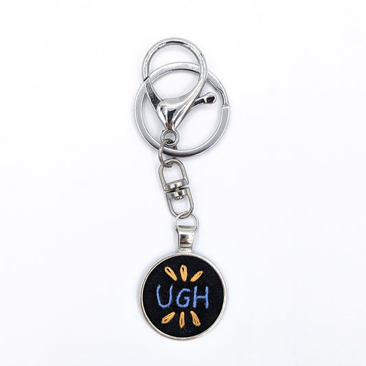Blue & Orange Ugh Keychain (Black & Silver)