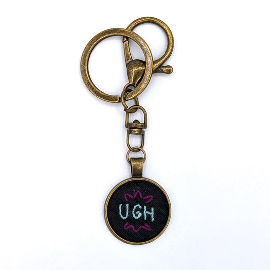 Teal & Purple Ugh Keychain (Black & Bronze)