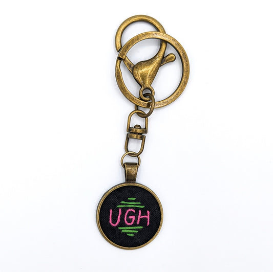 Pink & Green Ugh Keychain (Black & Bronze)