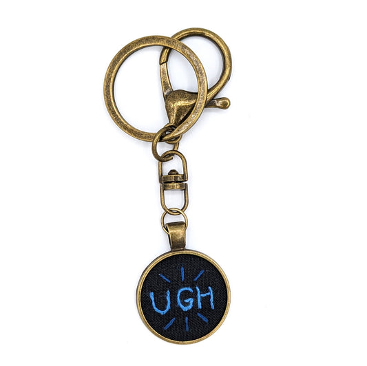 Blue Ugh Keychain (Black & Bronze)
