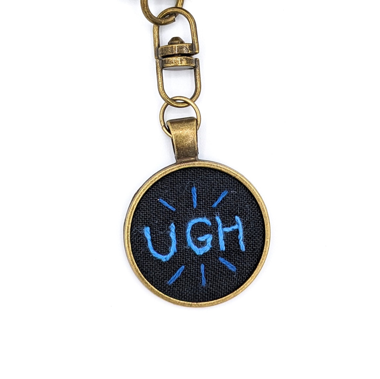Blue Ugh Keychain (Black & Bronze)