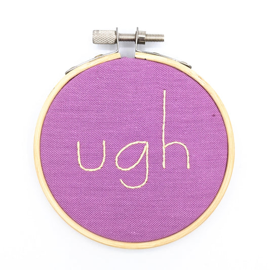 Peach & Purple Ugh Embroidery Hoop Art