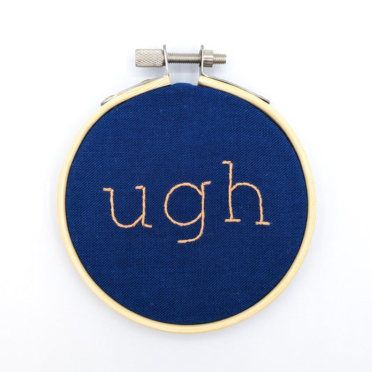 Peach & Blue Ugh Embroidery Hoop Art