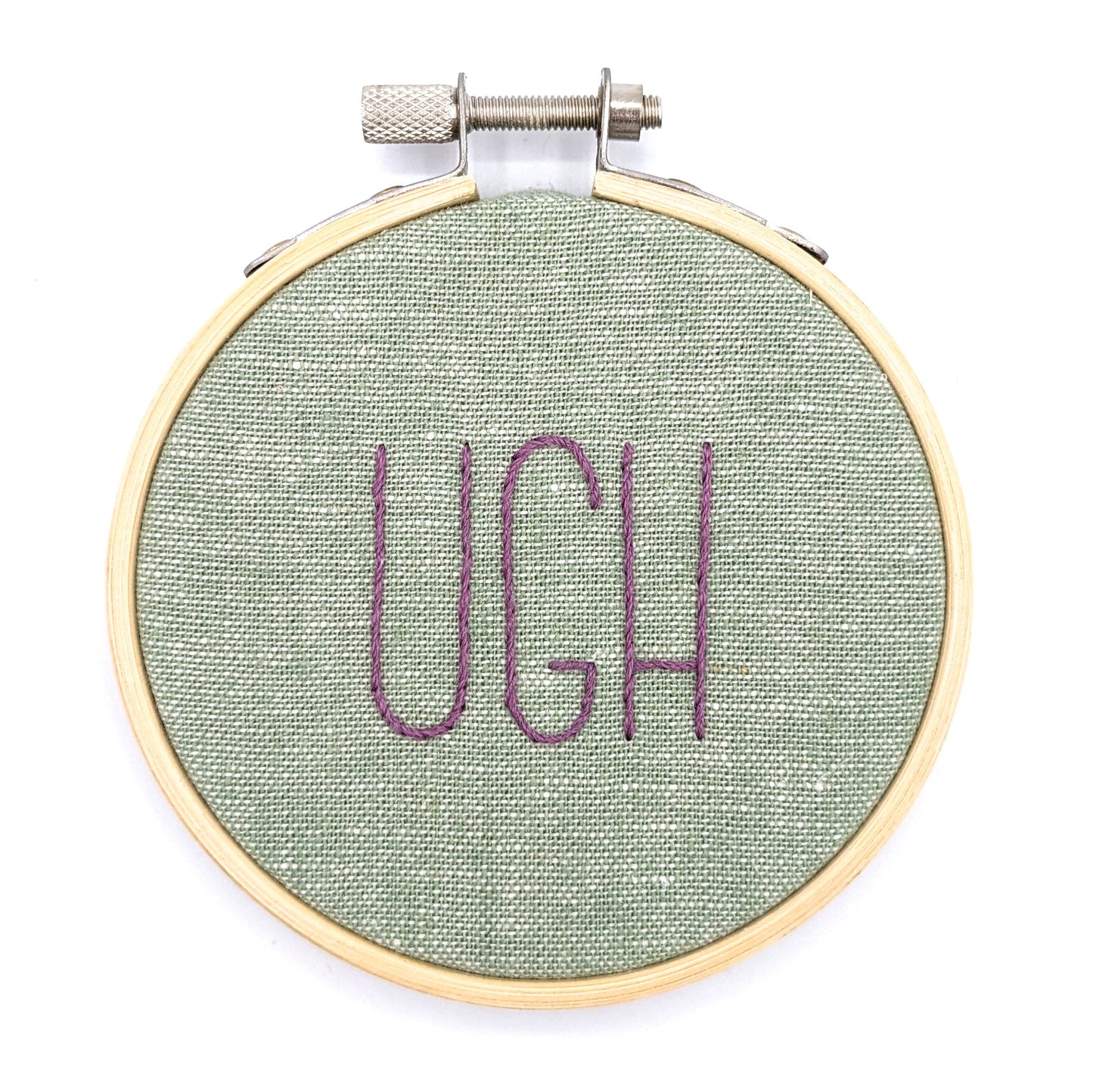 Purple & Green Ugh Embroidery Hoop Art