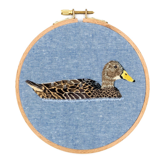 Mottled Duck Bird Embroidery Hoop Art