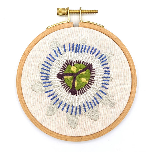 Passionflower Embroidery Hoop Art