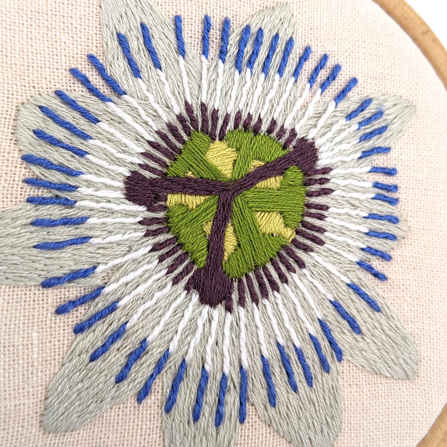 Passionflower Embroidery Hoop Art