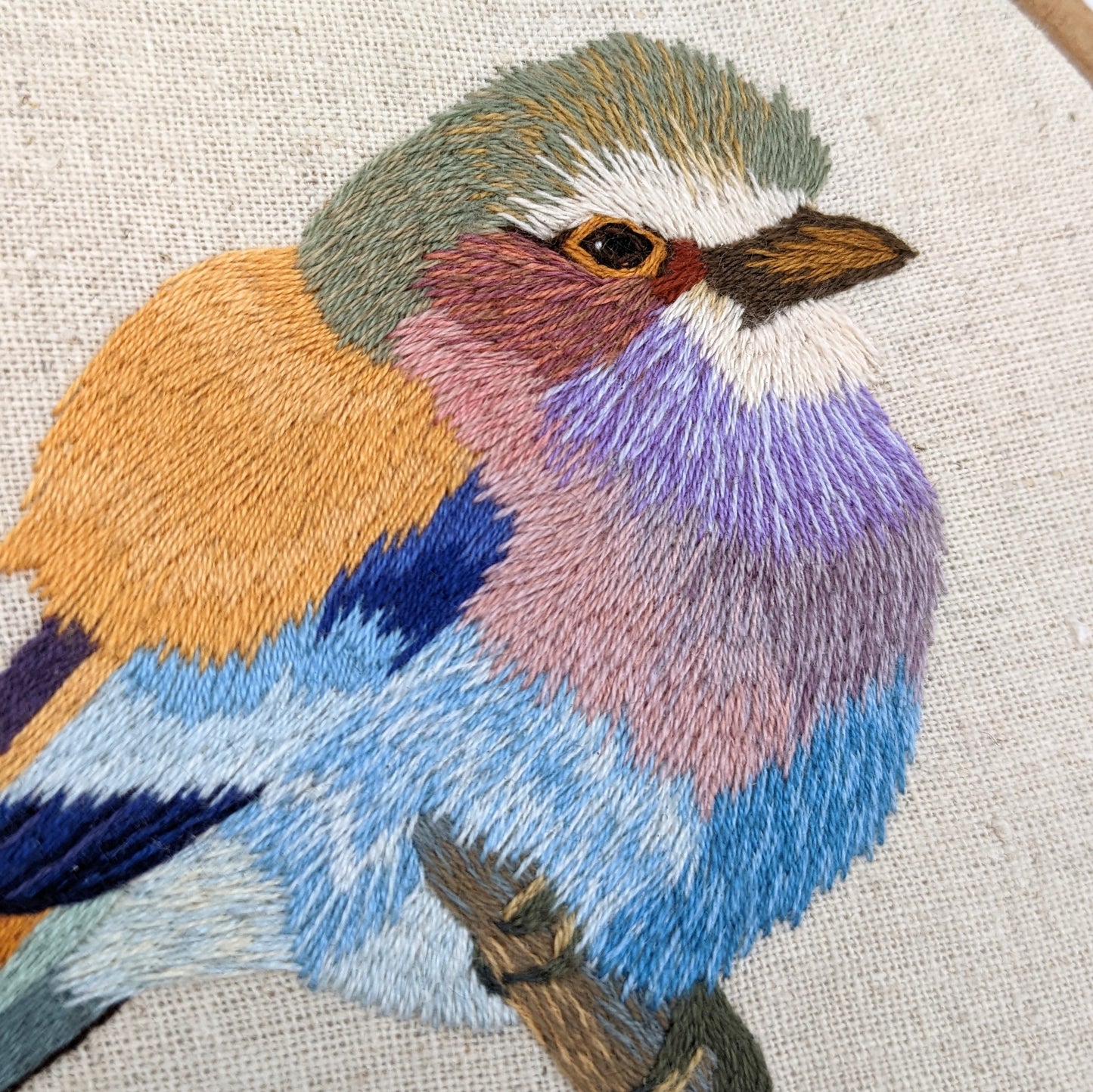 Lilac-Breasted Roller Bird Embroidery Hoop Art