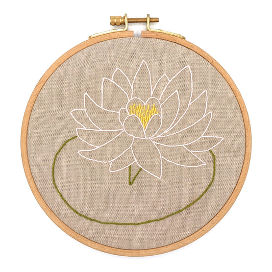 Water Lily Flower Embroidery Hoop Art