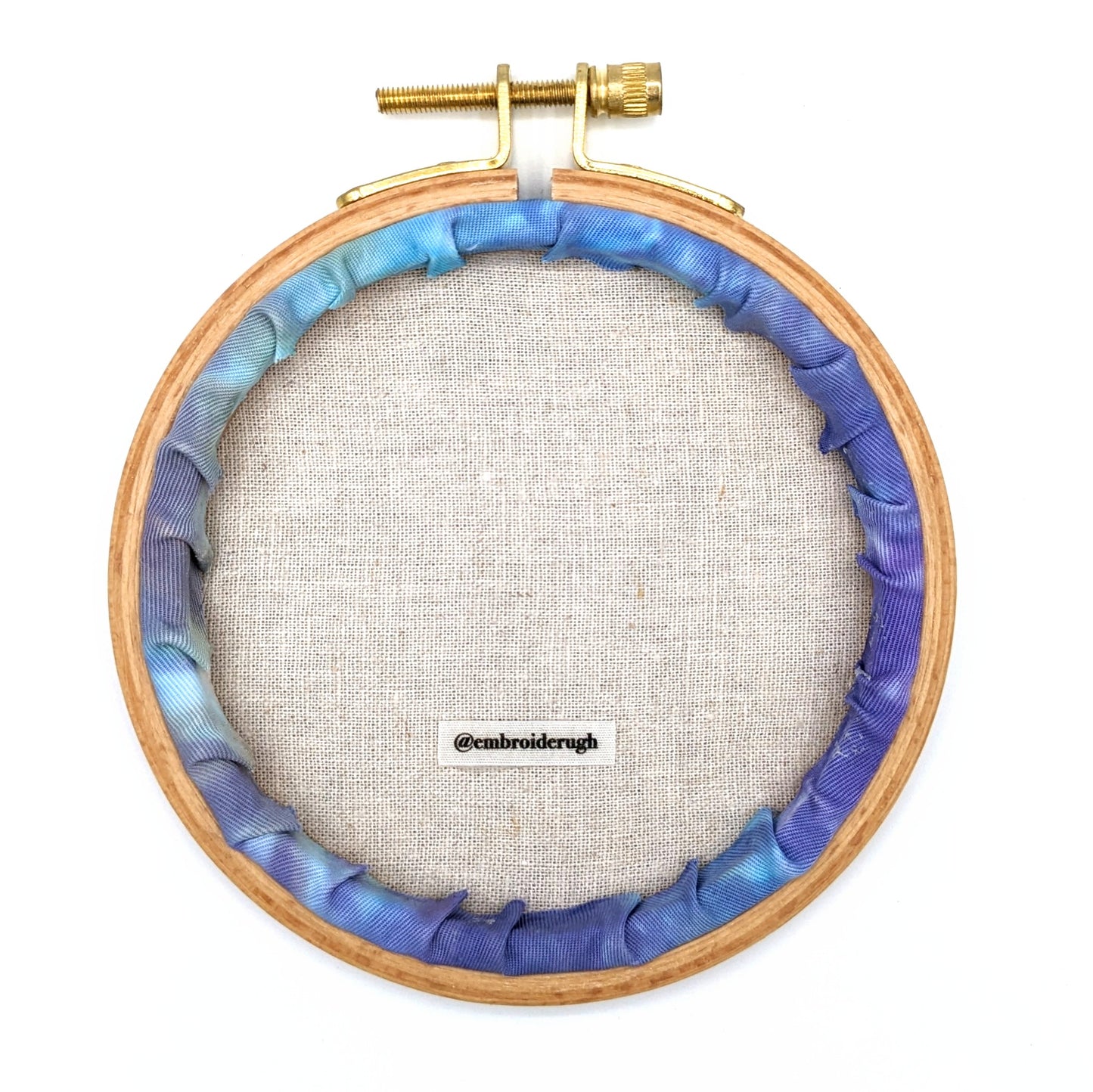 Gold & Blue Beaded Tie-Dye Ugh Embroidery Hoop Art