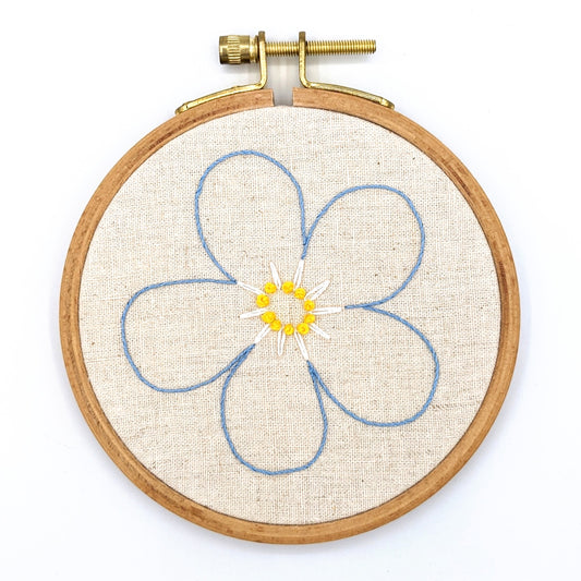 Forget-Me-Not Flower Embroidery Hoop Art