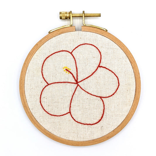 Hibiscus Flower Embroidery Hoop Art