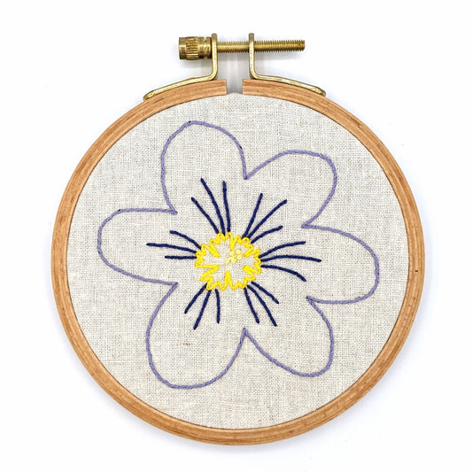 Blue-Eyed Grass Flower Embroidery Hoop Art
