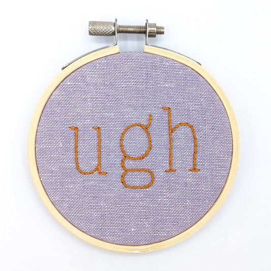 Orange & Purple Ugh Embroidery Hoop Art