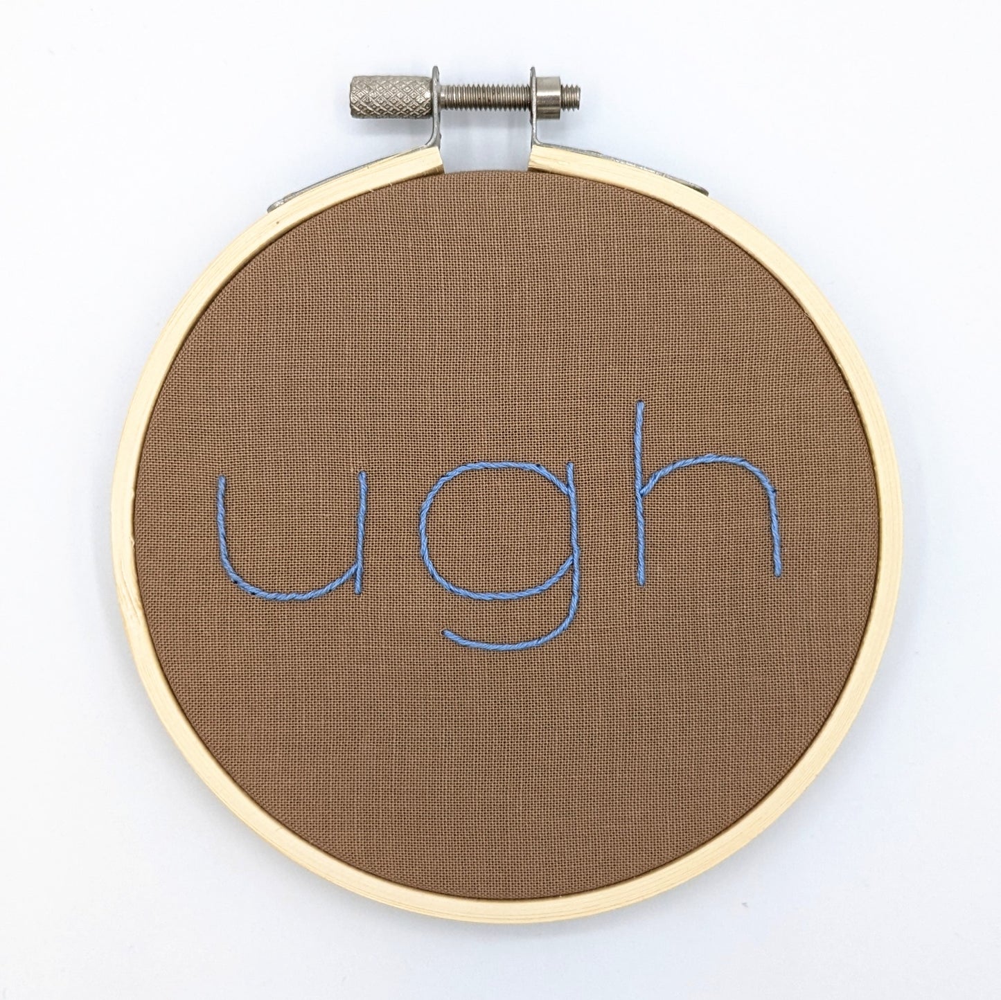 Blue & Brown Ugh Embroidery Hoop Art