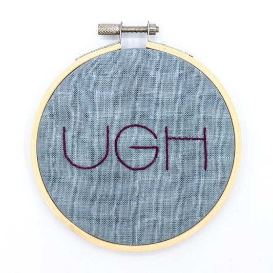 Purple & Blue Ugh Embroidery Hoop Art