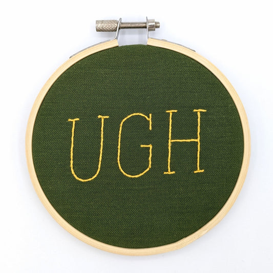 Yellow & Green Ugh Embroidery Hoop Art