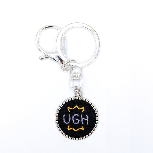 Purple & Yellow Ugh Keychain (Black & Silver)