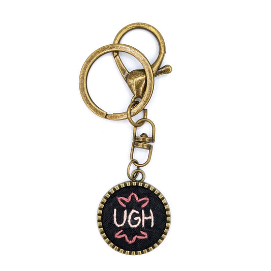 Pink Ugh Keychain (Black & Bronze)