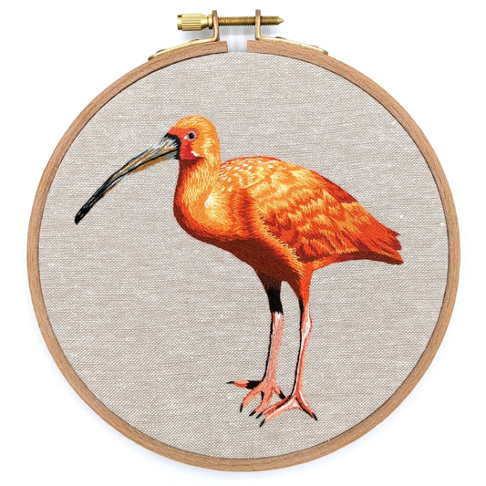 Scarlet Ibis Bird Embroidery Hoop Art