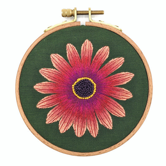 African Daisy Flower Embroidery Hoop Art
