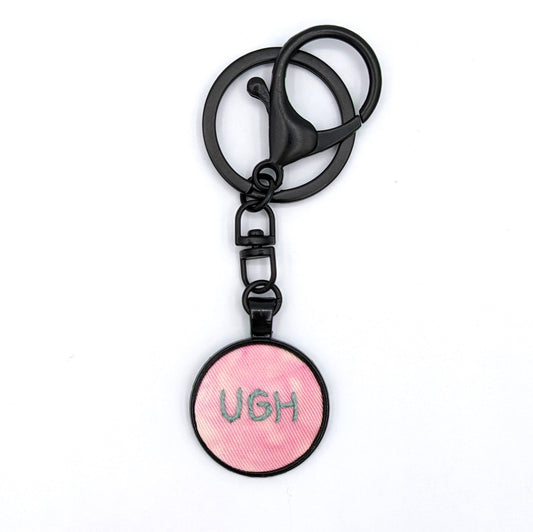 Teal Ugh Keychain (Pink Tie-Dye & Black)