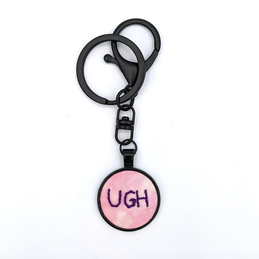 Purple Ugh Keychain (Pink Tie-Dye & Black)
