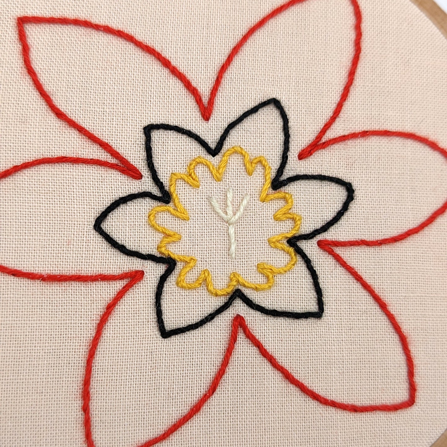 Harlequin Flower Embroidery Hoop Art