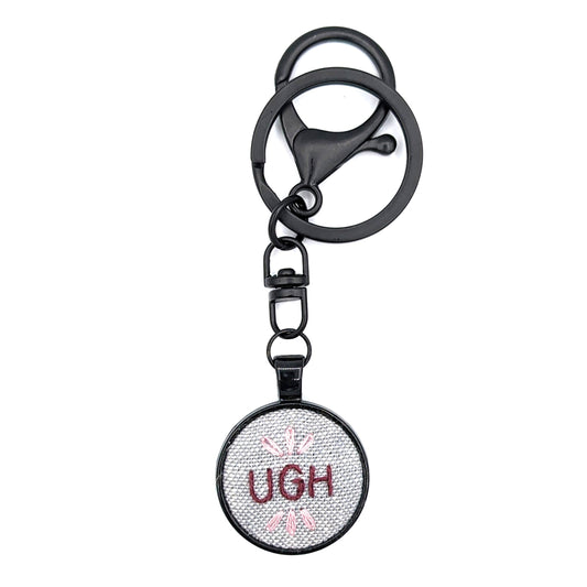 Pink Ugh Keychain (Grey & Black)