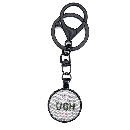 Green & Pink Ugh Keychain (Grey & Black)