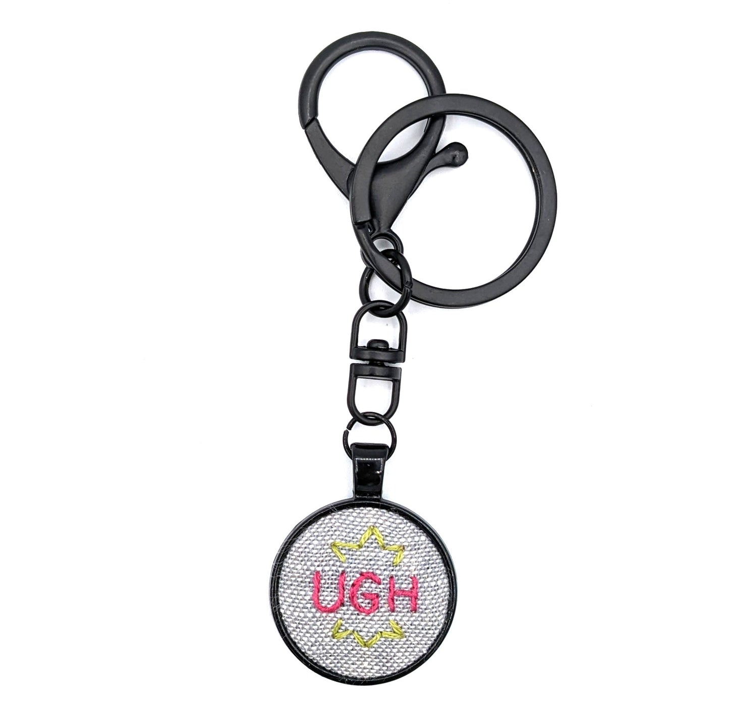 Pink & Green Ugh Keychain