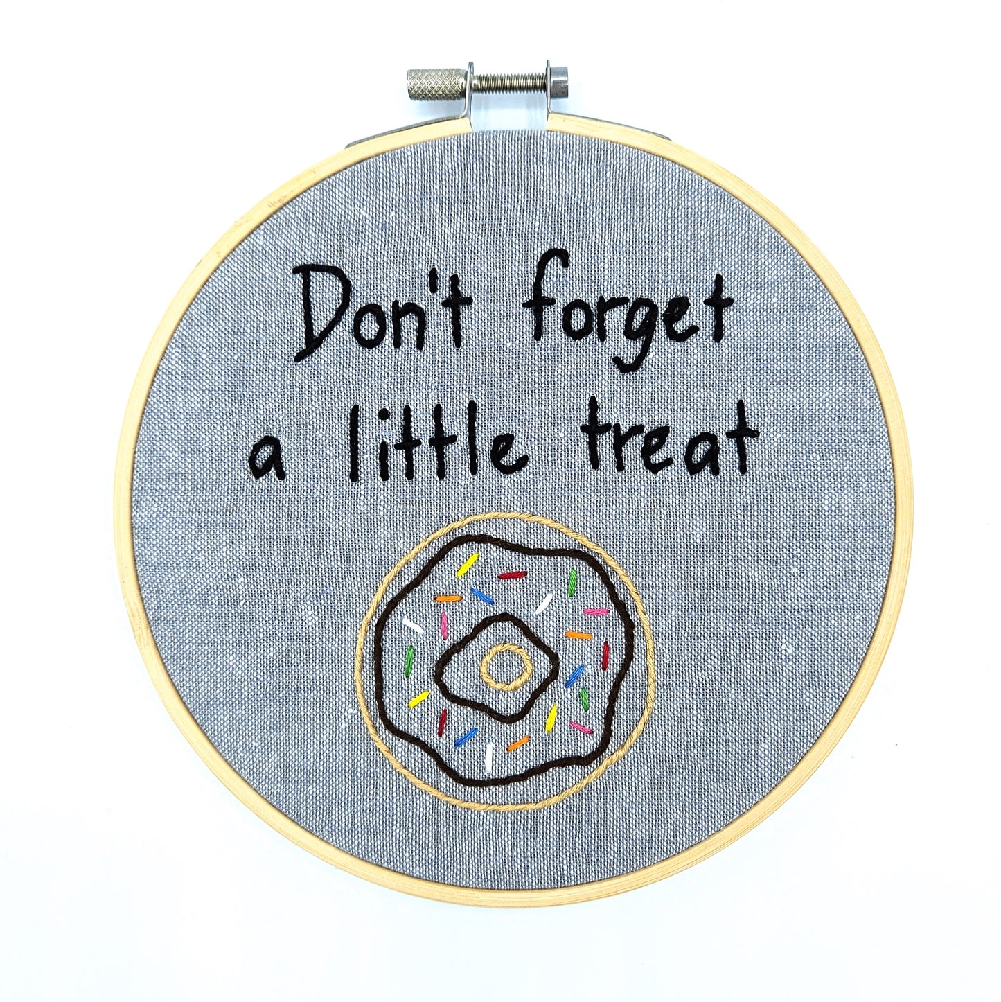 Doughnut "Little Treat" Embroidery Hoop Art