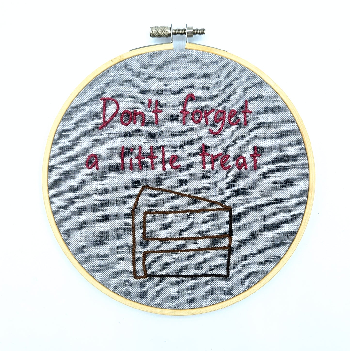 Chocolate Cake "Little Treat" Embroidery Hoop Art