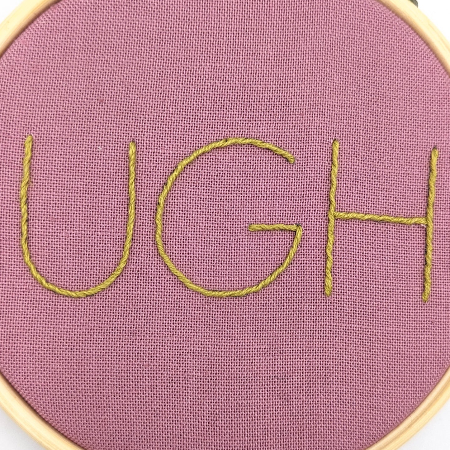 Yellow & Pink Ugh Embroidery Hoop Art