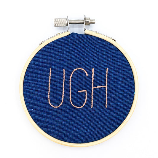 Pink & Blue Ugh Embroidery Hoop Art