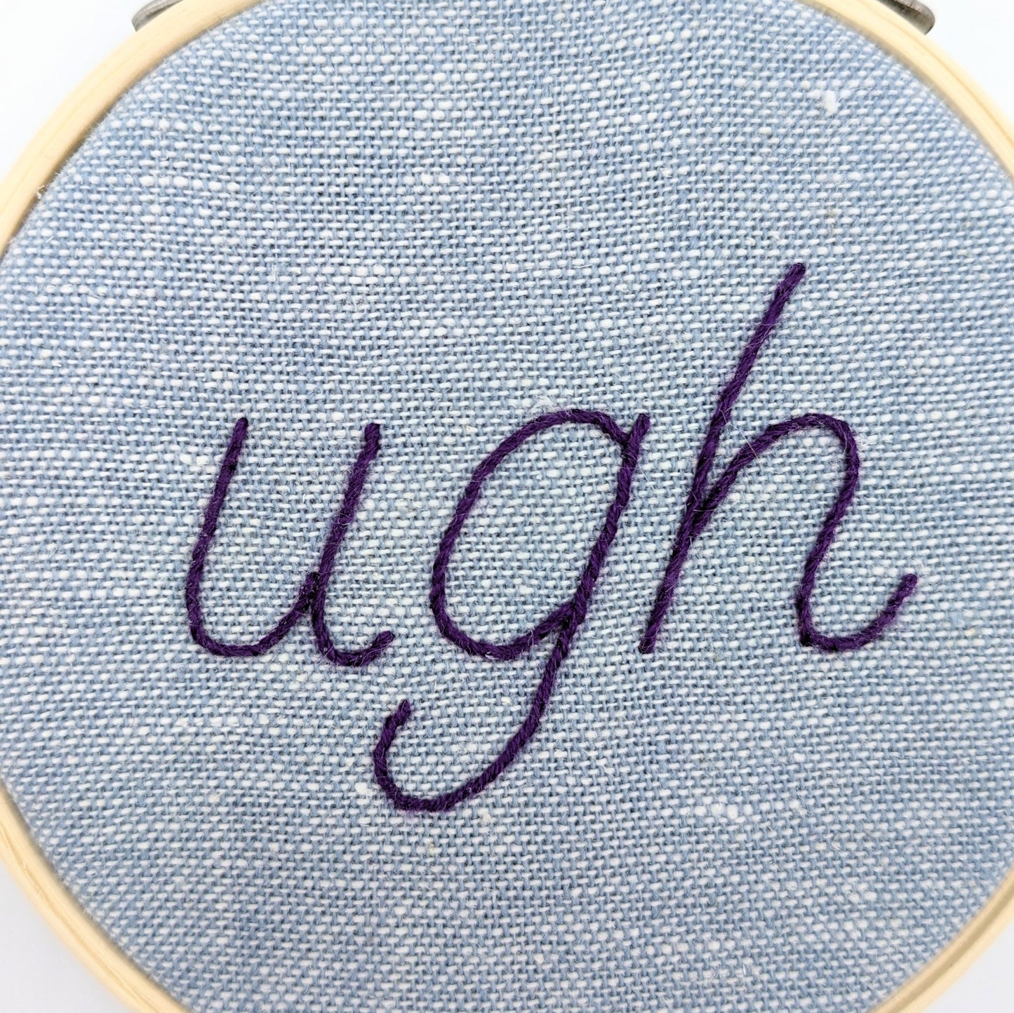 Purple & Blue Ugh Embroidery Hoop Art